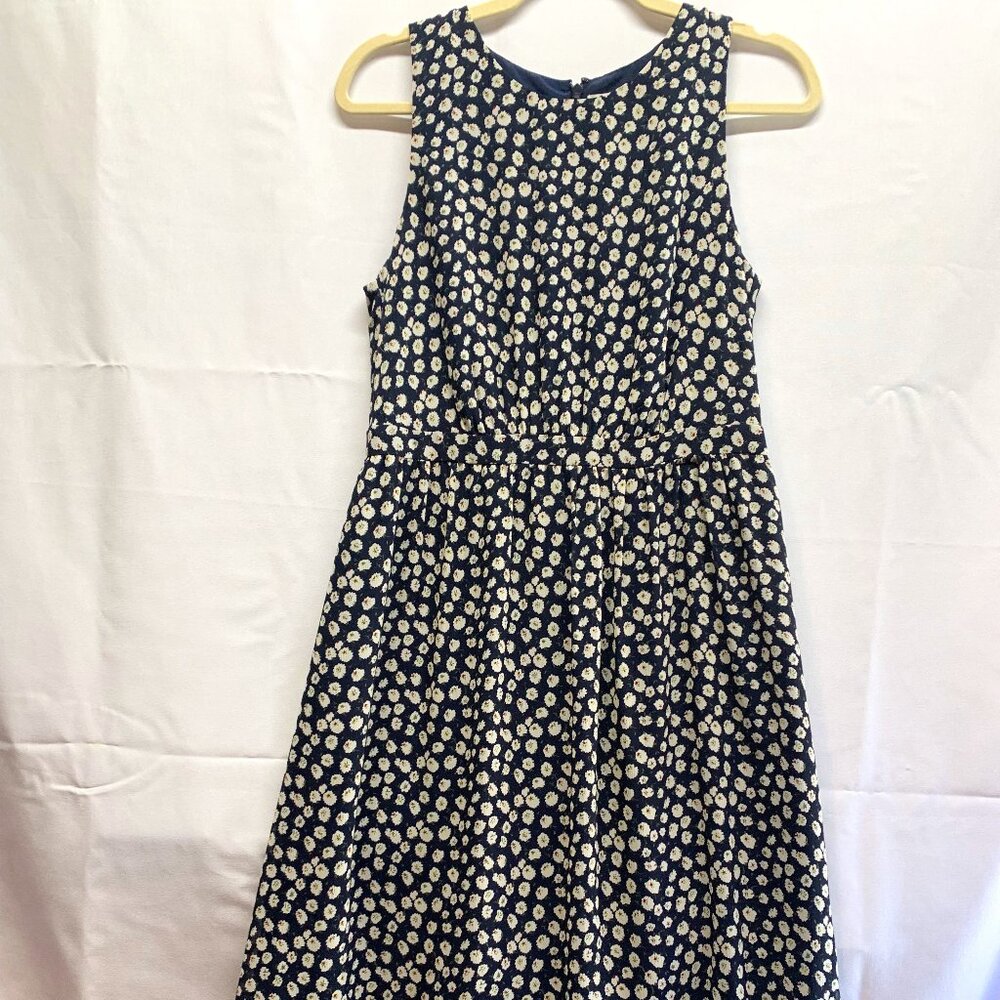 J Crew Women's Printed Tiered Midi Dress Navy Blue Floral Print Sleeveless Sz 6